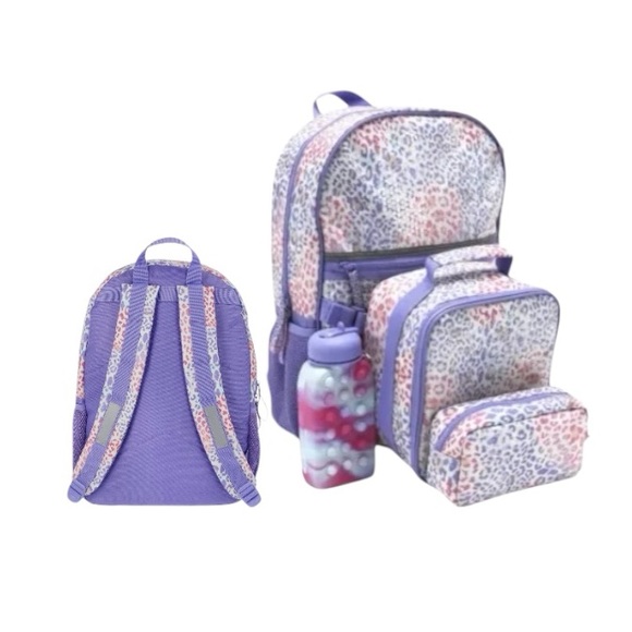 Wonder Nation Sequin Hyper Leopard Print 17” Backpack Set - Picture 1 of 13